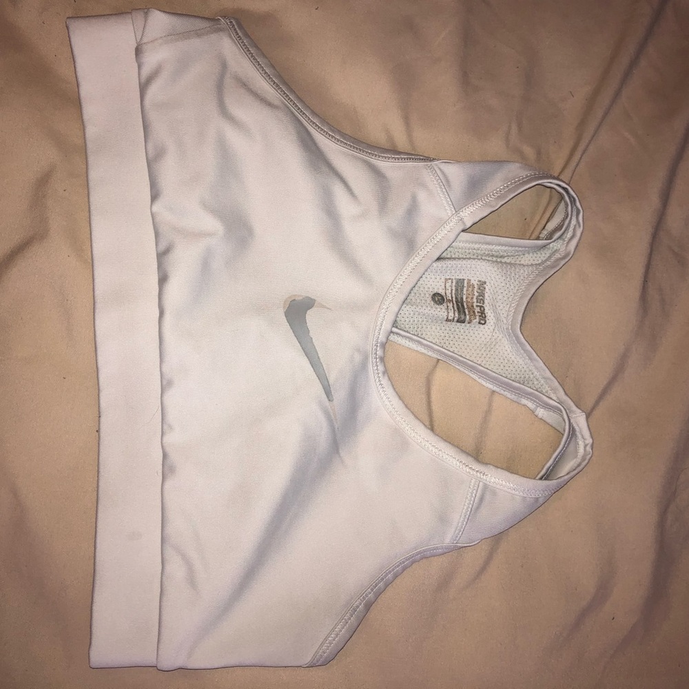 A white nike sports bra